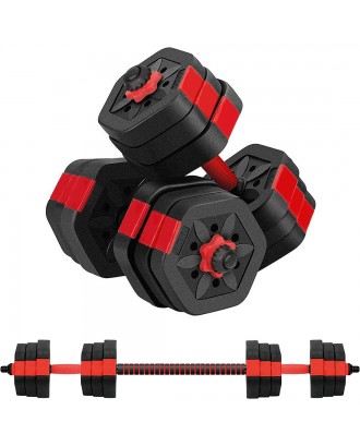 Adjustable Dumbbells 44Lbs Barbell Weight Set Connecting Rod Dumbbells In Free Weight For Home Gym Office Workout