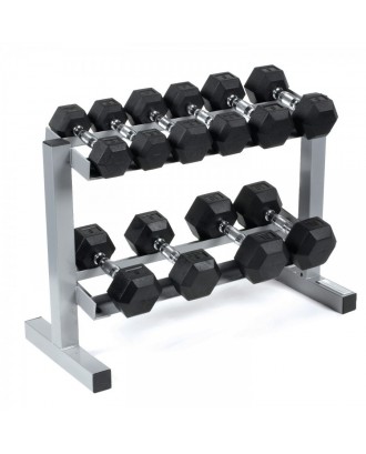 New Strength Training Fitness Men's Round Head Rubber Dumbbells Rubber Hexagonal Dumbbells Custom Dumbbell Rack