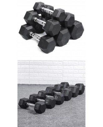 Factory Wholesale Strength Training Custom Black Rubber Hexagonal Dumbbells Adjustable Weight Dumbbell Set